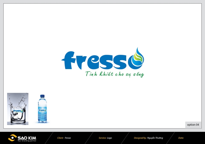 Thiết kế logo nhận diện thương hiệu nước tinh khiết Fresso